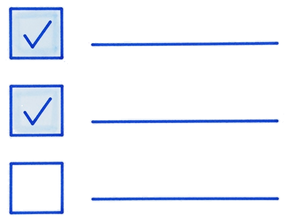 A checklist of three lines